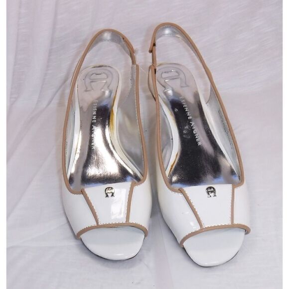 Etienne Aigner White Gold Heels Sandals - Picture 1 of 5